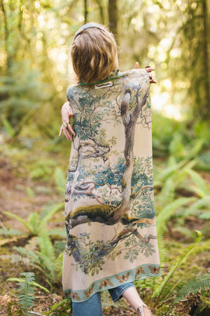 Earth and Sky Bamboo Kimono with Tree Print