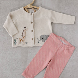 Animal Safari Embroidered Organic Baby Cardigan