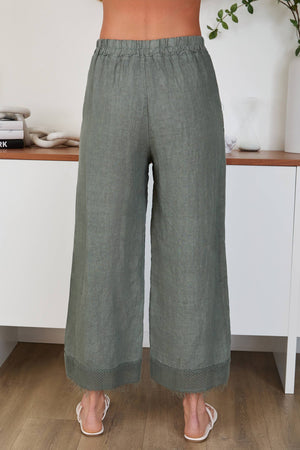 Mesh Hem Wide Leg Pants with Pockets