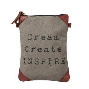 Dream Create Inspire Canvas Small Women's Crossbody Bag