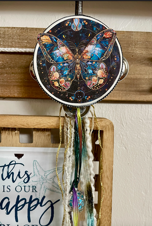 Art Nouveau Butterfly Tambourine Wall Accent
