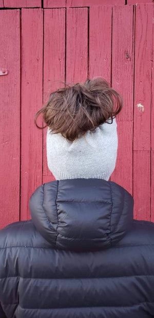 Upcycled Sweater Bun Beanie