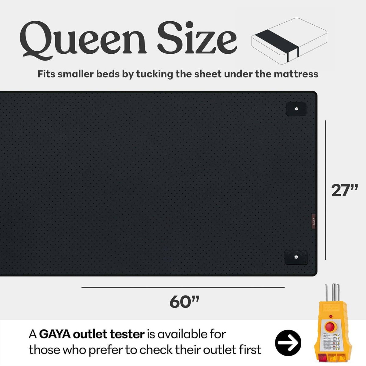 Queen Black Leather Grounding Mat for Bed