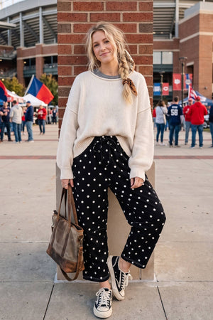 Polka Dot Heavy Scuba Barrel Lounge Pants