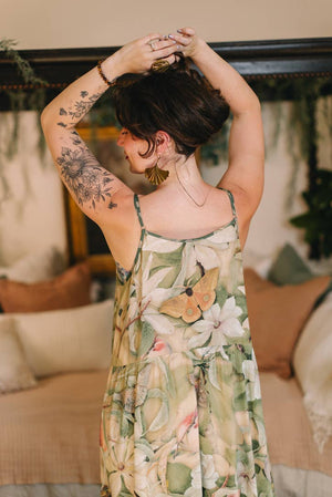 Fleur De Soleil Bohéme Long Maxi Slip Dress w/ Florals