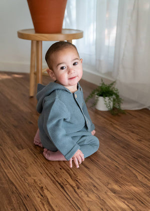 Hooded Organic Baby Sweater Jacket, Double Button