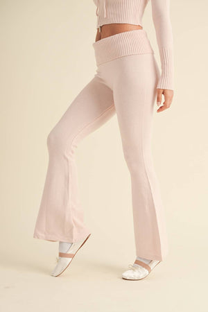 Foldover Flare Knit Sweater Pants
