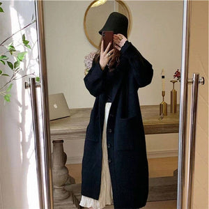Knee-Length Hooded Cardigan