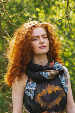 Wild Beauty Bohemian Scarf with Peacock Print