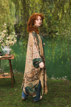 Fable Opera Duster Kimono Robe - Deer, Moon and Blossom