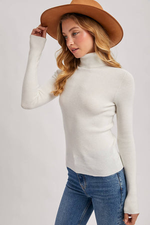 Seamless Ribbed Knit Turtleneck Sweater