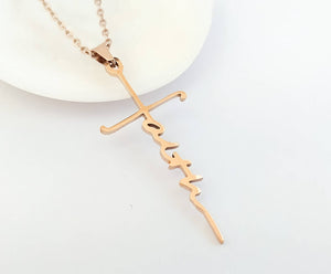 Gold Faith Cross Necklace