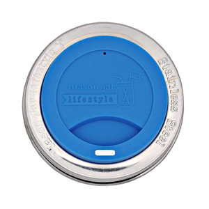 Silicone Drinking Lid with Stainless Steel Band for Mason Jars