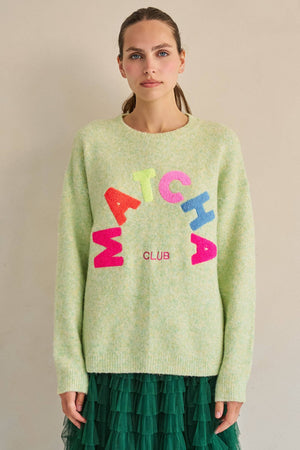 Matcha Club Patch Knit Sweater – Plus Size