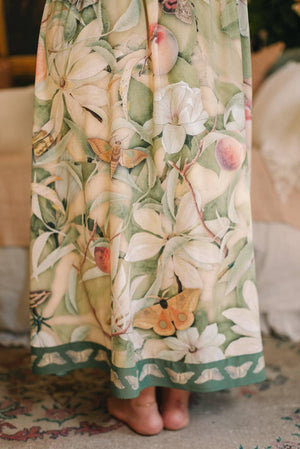 Fleur De Soleil Bohéme Long Maxi Slip Dress w/ Florals