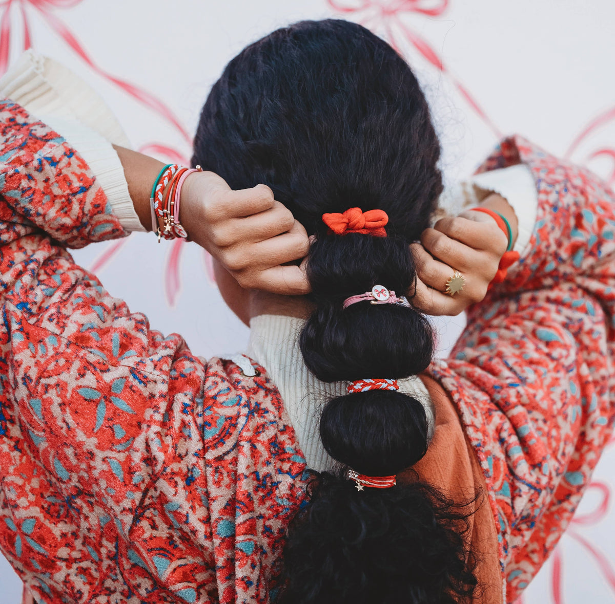 "Joy" Holiday Bow Hair Tie Bracelets