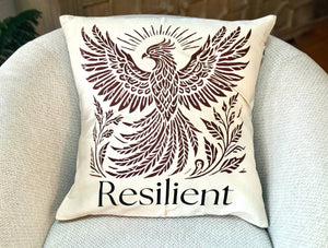 Resilient Phoenix Throw Pillow - Survivor Made
