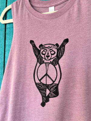 Inner Peace Panda Women's Racerback Crop Tank, Yoga Top