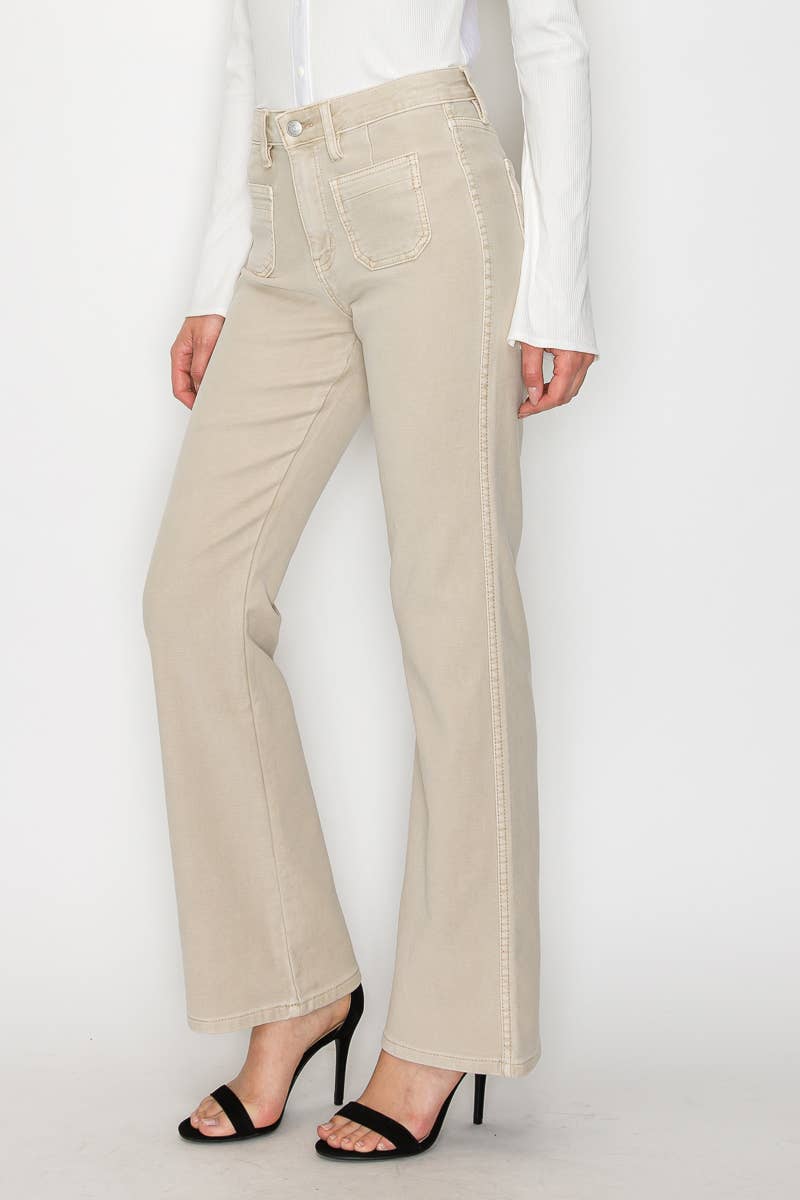 High-Rise Tummy Control Garment-Dyed Bootcut Jeans