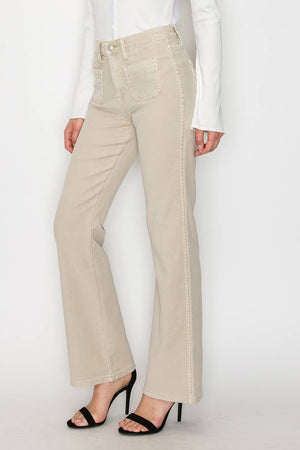 High-Rise Tummy Control Garment-Dyed Bootcut Jeans