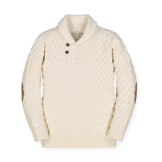 Shawl Collar Organic Cable Sweater