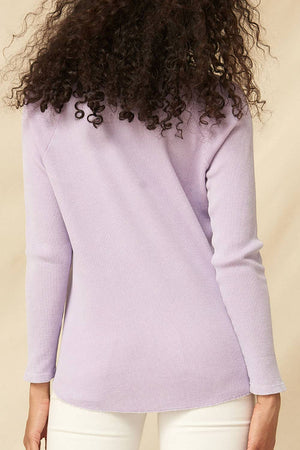 Vintage Washed Split-Neck Thermal Graphic Top