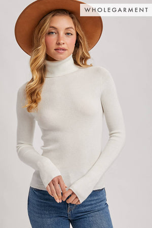 Seamless Ribbed Knit Turtleneck Sweater