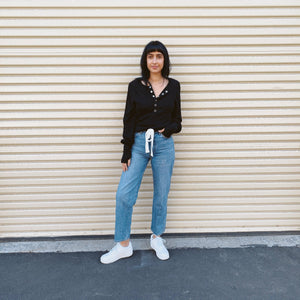Out of Office Slouch Henley Top