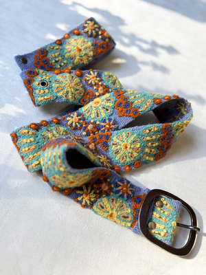 Cool Breeze Embroidered Wool Belt