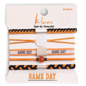 Game Day Hair Tie Bracelet Set – Orange & Black
