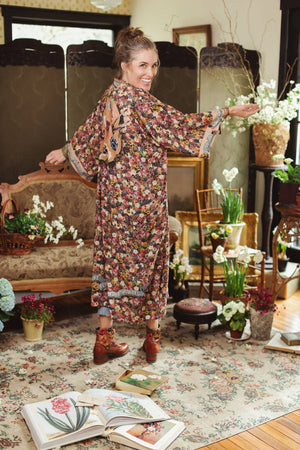 Art of Life Opera Duster Kimono Robe - Flower Palette Print