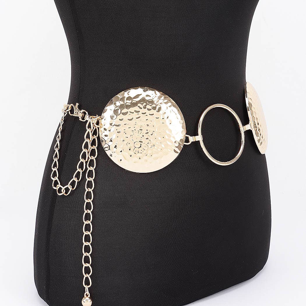 Hammered Disc Linked Chain Waist Belt