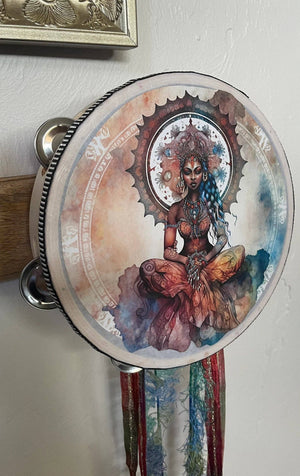 Mystical Goddess Tambourine Wall Hanging - 8 inch