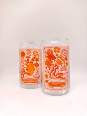 Groovy Astrology Sign Glass Cup