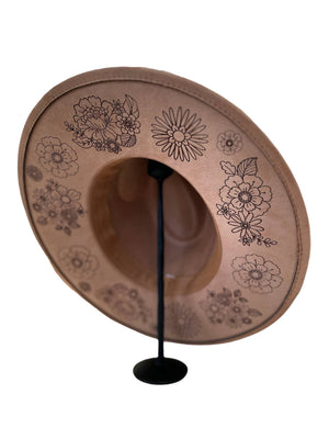 Western Burned Hat Retro Vintage Hippie Floral
