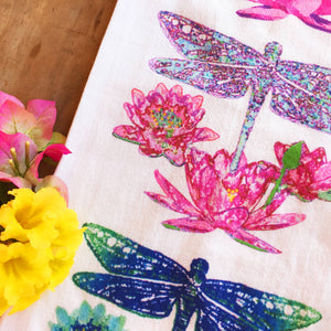 Dragonfly Trio Kitchen Tea Towel Flour Sack Cotton