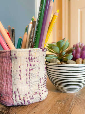 Vintage Kantha Basket - 3 in
