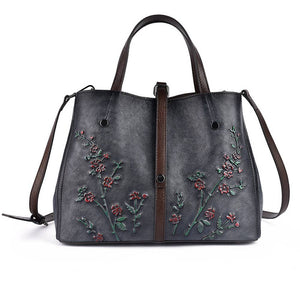 Floral Design Leather Bag