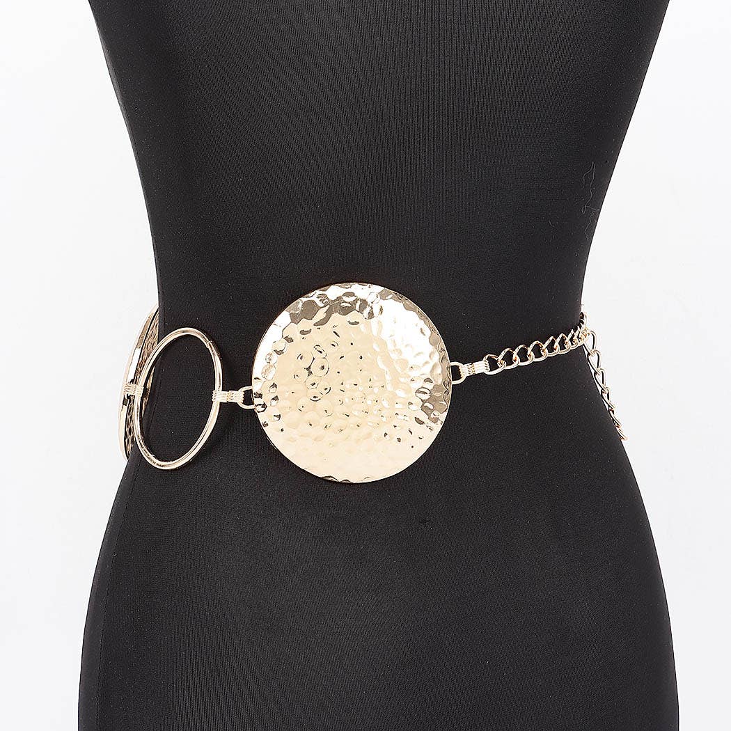 Hammered Disc Linked Chain Waist Belt