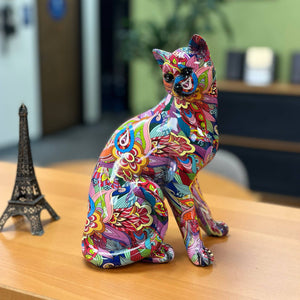 Resin Craft Floral Cat Table Top