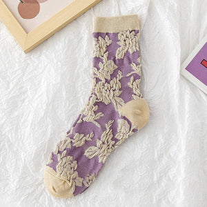 Bohemian Embossed Socks - Purple