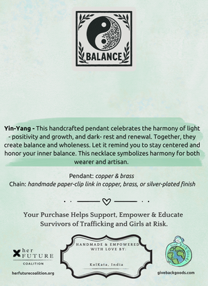 Balance and Yin-Yang Charm Necklace - Handmade by Survivors