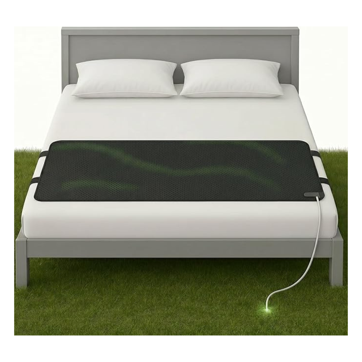 Queen Black Leather Grounding Mat for Bed