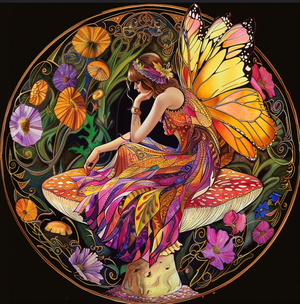 Pixie Fairy Mushroom Tambourine Wall Accent