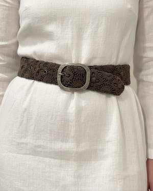 Midnight Oasis Embroidered Wool Belt