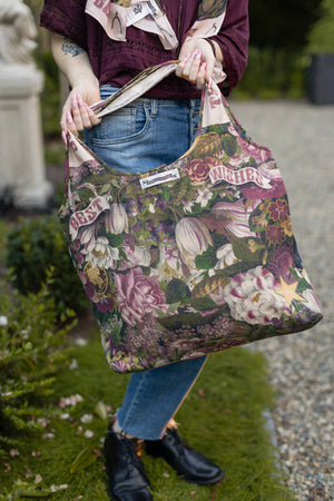 Make a Wish Floral Boho Linen Tote Bag w/ Wishbone Dandelion