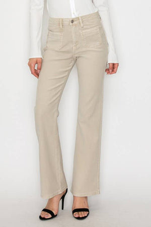 High-Rise Tummy Control Garment-Dyed Bootcut Jeans