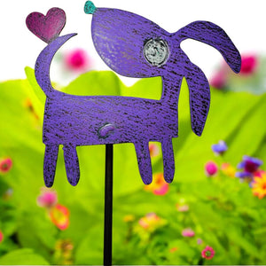 Dog with Heart Metal Garden Stake