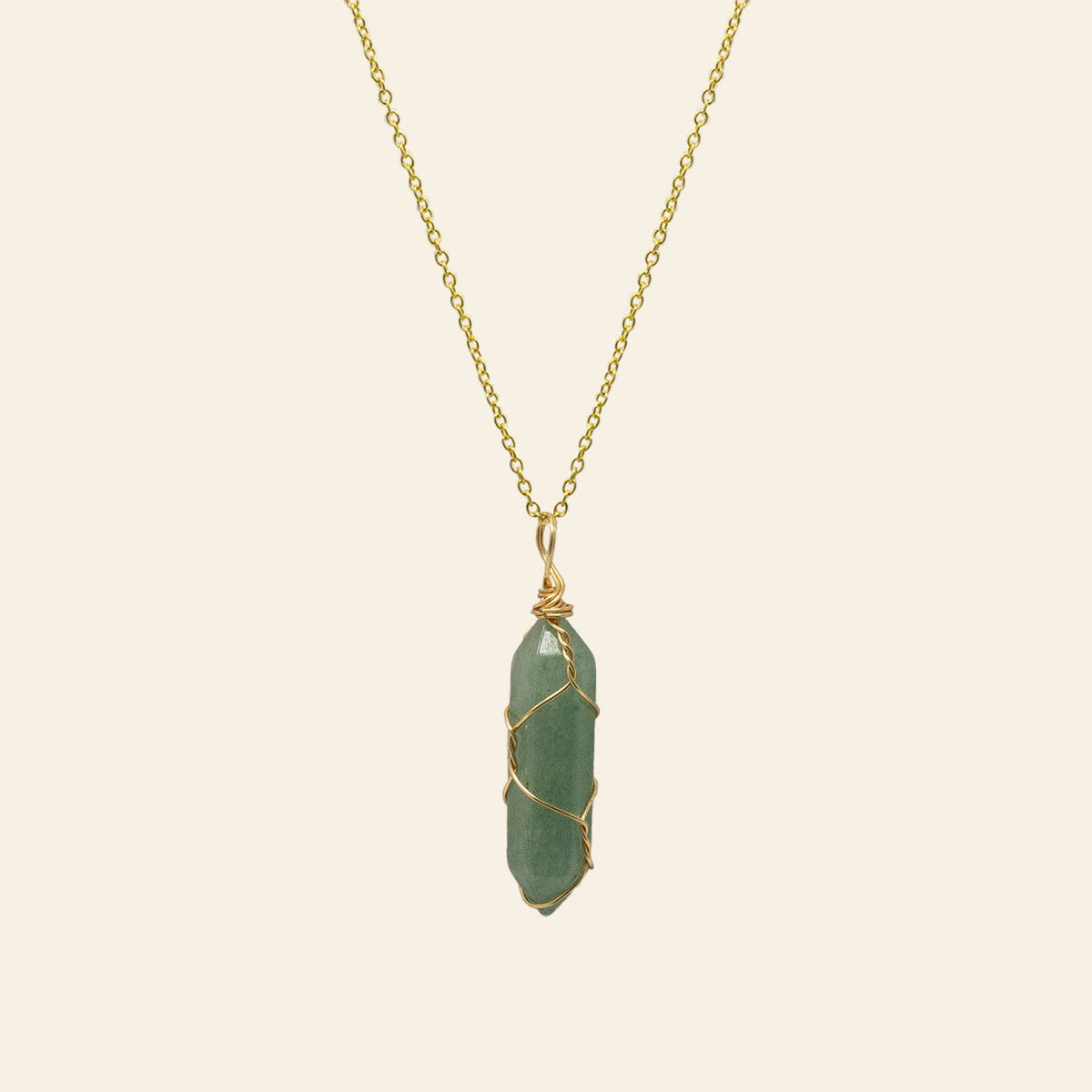 Wire Wrapped Crystal Point Necklace - Gold