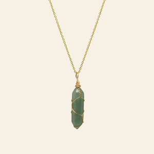 Wire Wrapped Crystal Point Necklace - Gold